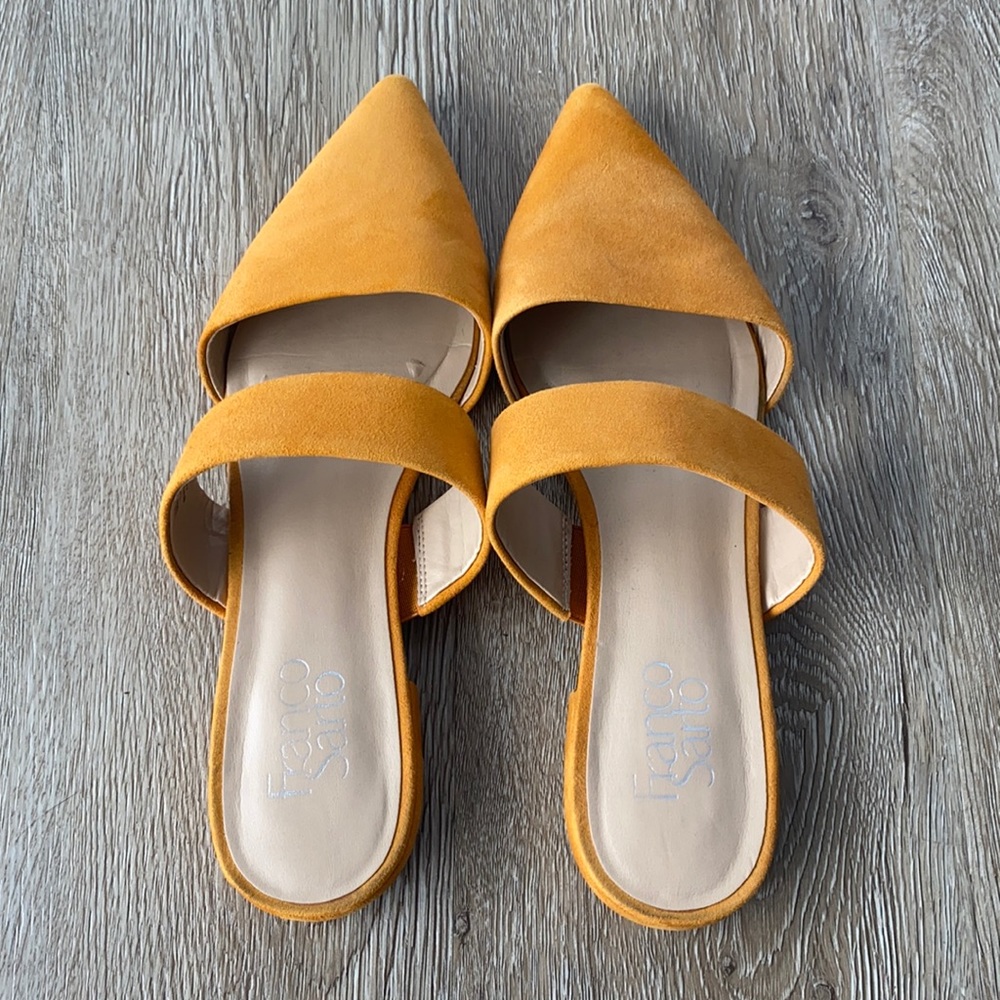 Orange Pointed Toe Franco Sarto Slip on Sandal Shoe